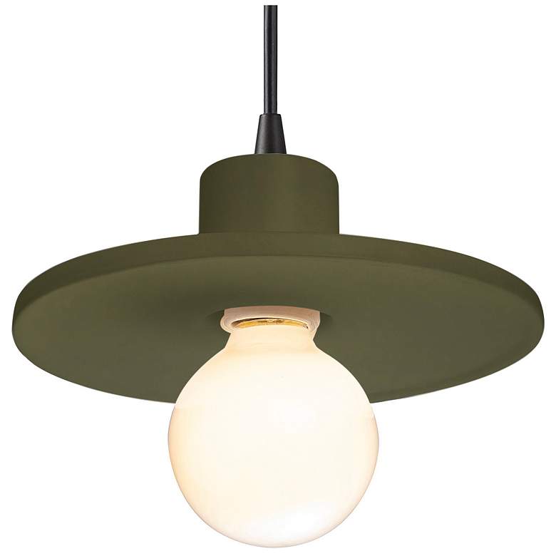 Image 1 Radiance 8"W Matte Green And Black Cord Saucer Pendant