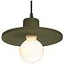1_Radiance 8"W Matte Green And Black Cord Saucer Pendant