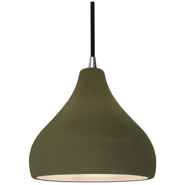 Image 1 Radiance 8"W Matte Green Frame Nickel Small Droplet Black Cord LED Pen
