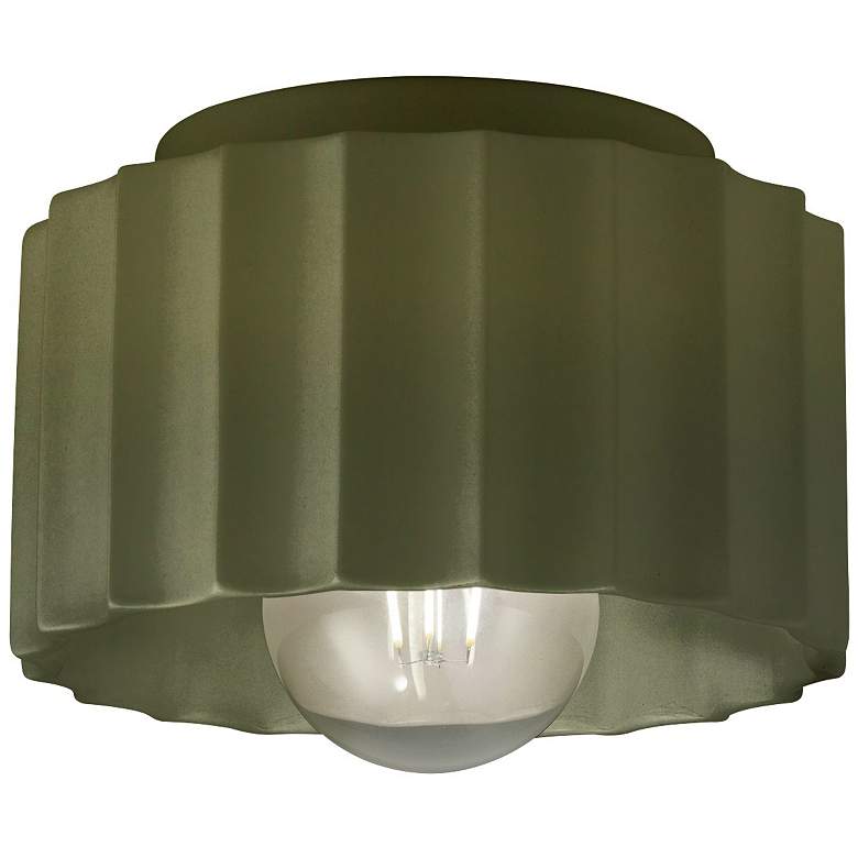 Image 1 Radiance 8"W Matte Green Small Gear Flush.Mount