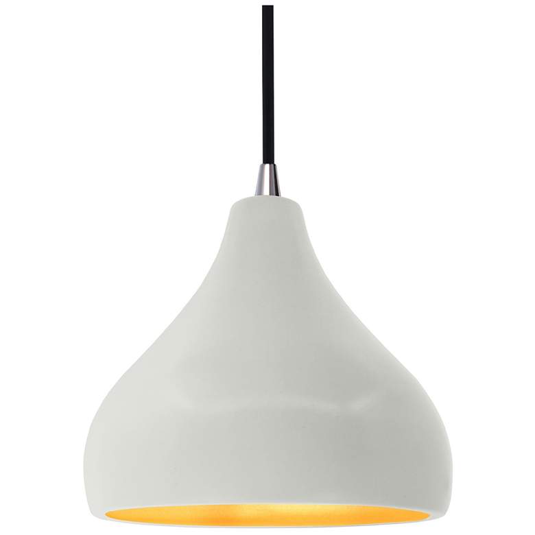 Image 1 Radiance 8"W Matte White/Gold Frame Nickel Small Droplet Black Cord Pe