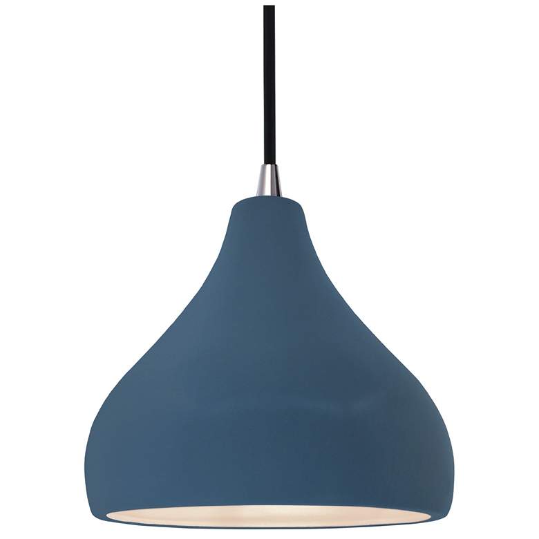 Image 1 Radiance 8"W Midnight Frame Brushed Nickel Small Droplet Black Cord Pe