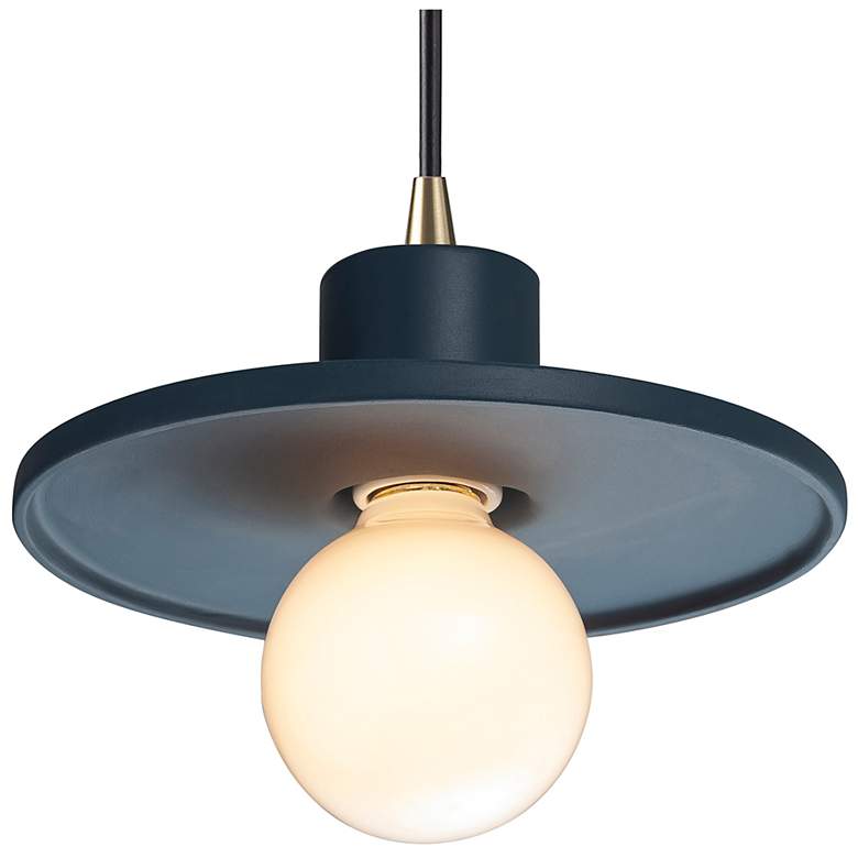 Image 1 Radiance 8"W Midnight Sky And Brass Black Cord Saucer Pendant