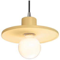 Radiance 8"W Muted Yellow And Nickel Black Cord Saucer Pendant