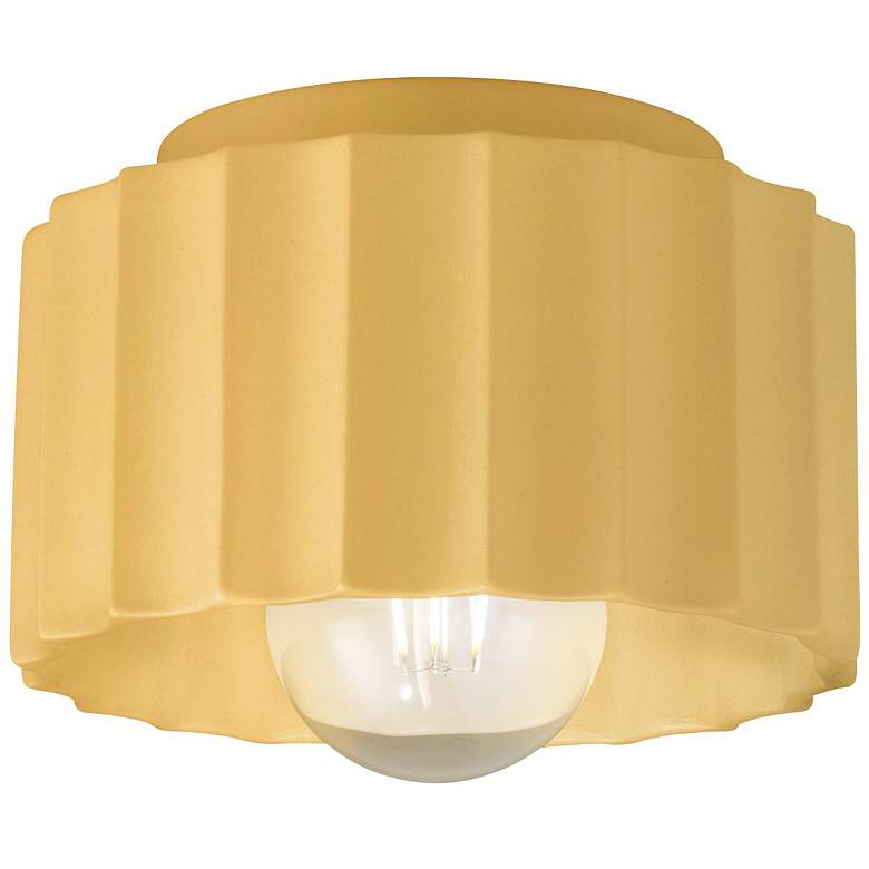 Image 1 Radiance 8"W Muted Yellow Small Gear Flush.Mount