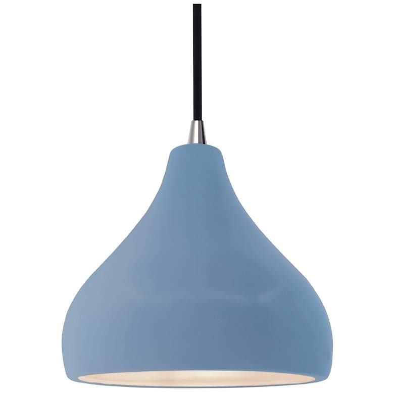 Image 1 Radiance 8"W Sky Blue Frame Brushed Nickel Small Droplet Black Cord Pe