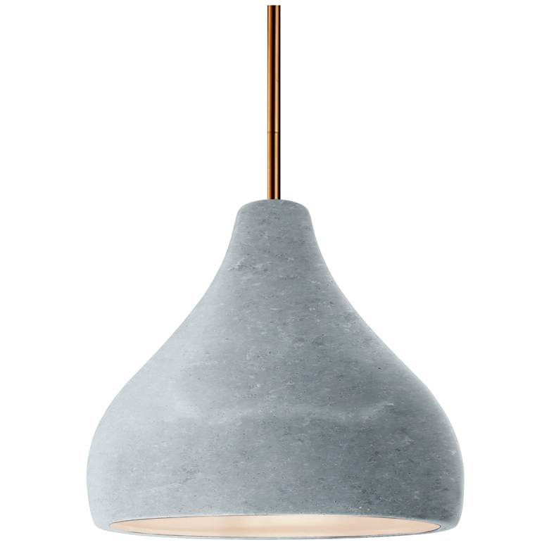 Image 1 Radiance 8"W Small Droplet Brass Rigid Stem Pendant w/ Concrete Shade