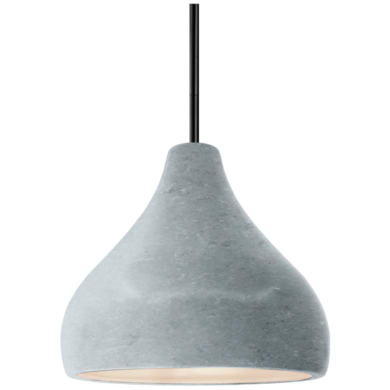 Image 1 Radiance 8"W Small Droplet Matte Black Rigid Stem Pendant w/ Concrete