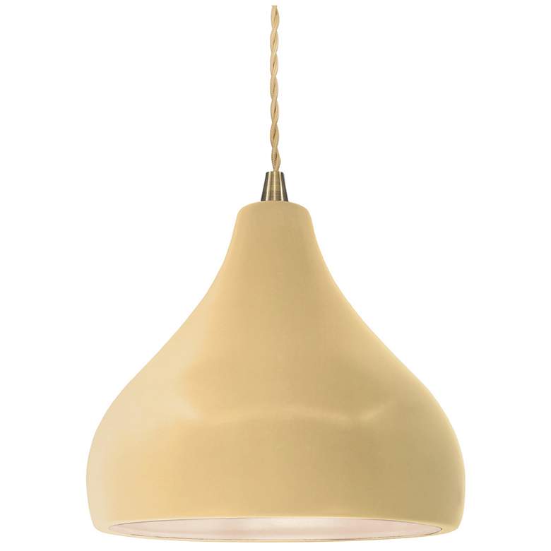Image 1 Radiance 8"W Yellow Frame Antique Brass Small Droplet Beige Twisted Pe