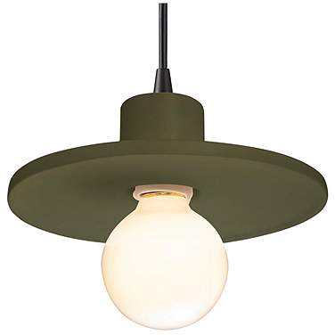 Radiance 8"W Matte Green And Black Cord Saucer Pendant