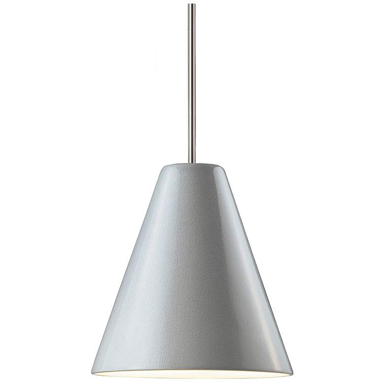 Image 1 Radiance 9.5" Wide Polished Chrome White Crackle Cone Stemmed Pendant