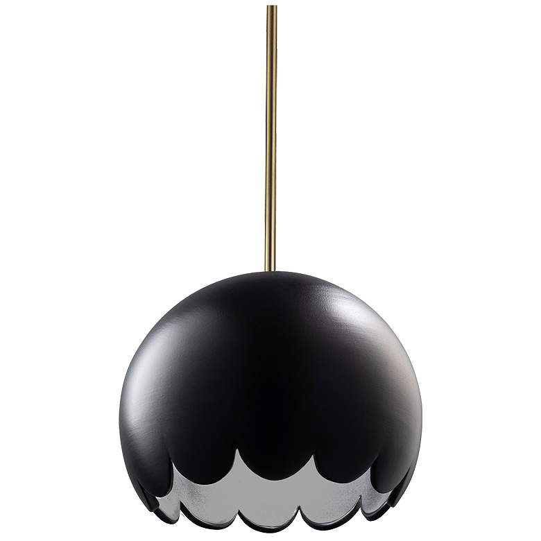 Image 1 Radiance 9" Wide Antique Brass Matte Black Scallop Stemmed LED Pendant