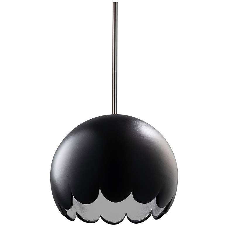 Image 1 Radiance 9 inch Wide Brushed Nickel Matte Black Scallop Stemmed LED Pendan