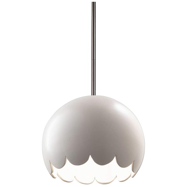 Image 1 Radiance 9" Wide Brushed Nickel Matte White Scallop Stemmed LED Pendan