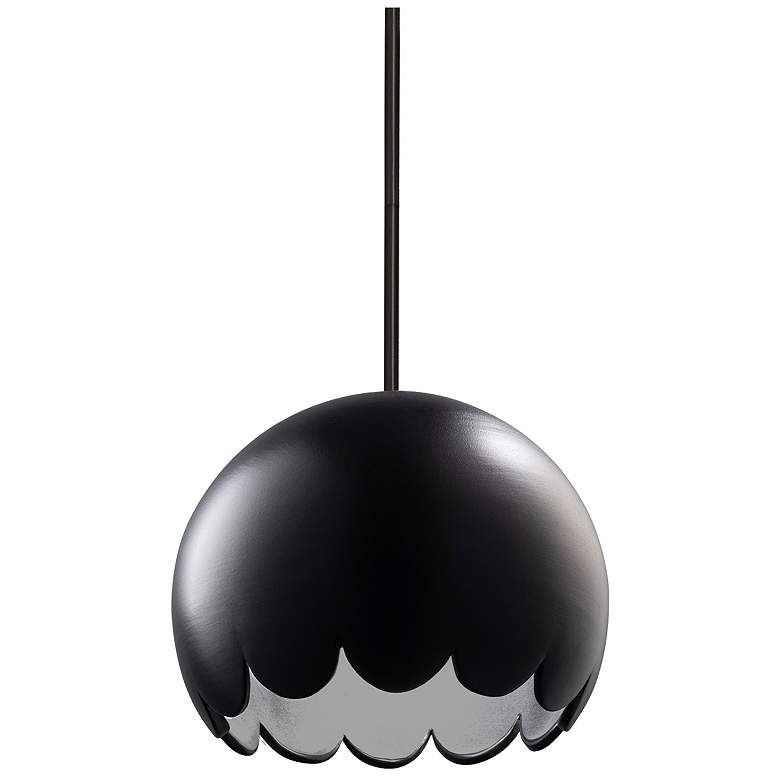 Image 1 Radiance 9 inch Wide Carbon Matte Black Scallop Stemmed Pendant