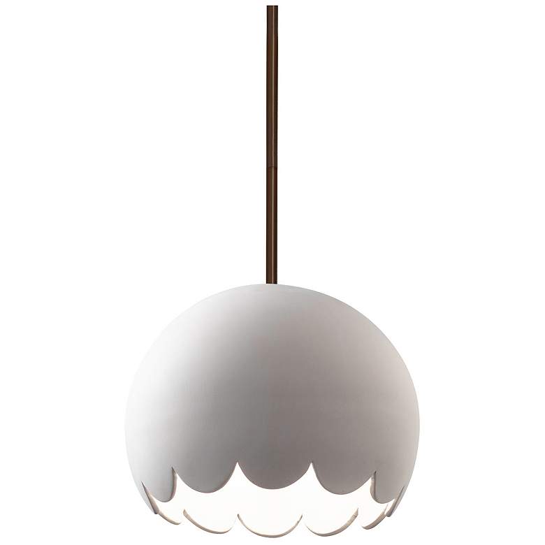 Image 1 Radiance 9" Wide Dark Bronze Bisque Scallop Stemmed LED Pendant