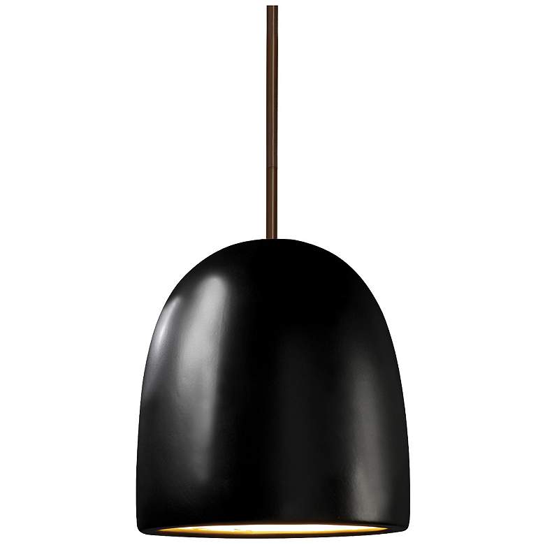 Image 1 Radiance 9" Wide Dark Bronze Carbon Matte Black Bell Stemmed LED Pend