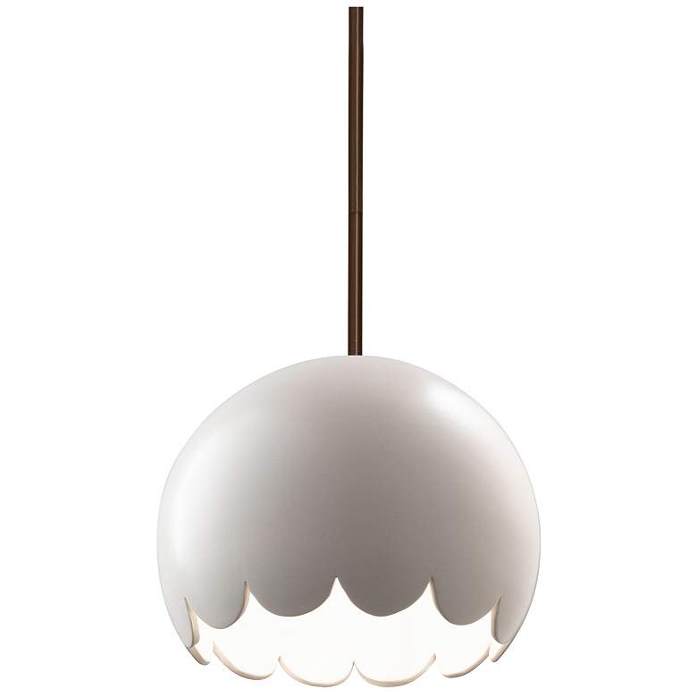 Image 1 Radiance 9" Wide Dark Bronze Matte White Scallop Stemmed LED Pendant
