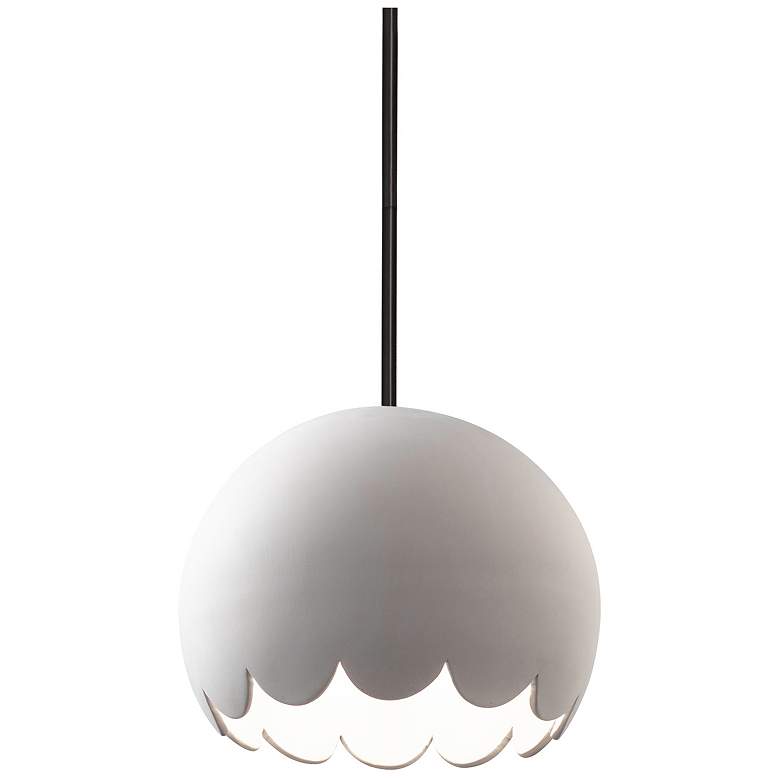 Image 1 Radiance 9" Wide Matte Black Bisque Scallop Stemmed Pendant