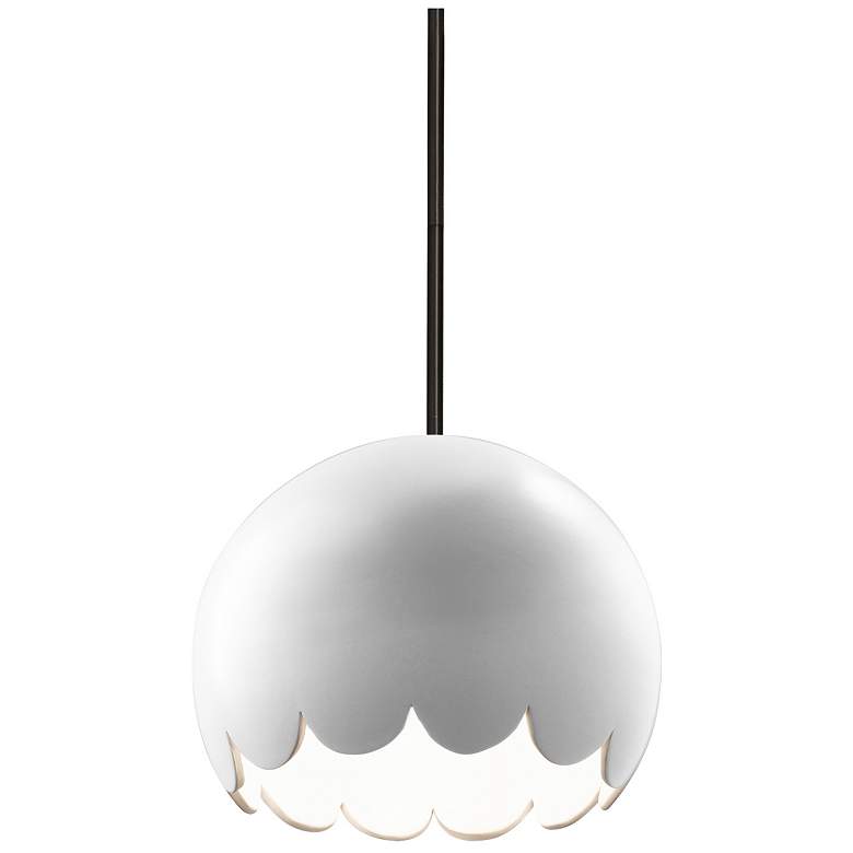 Image 1 Radiance 9" Wide Matte Black Gloss White Scallop Stemmed LED Pendant