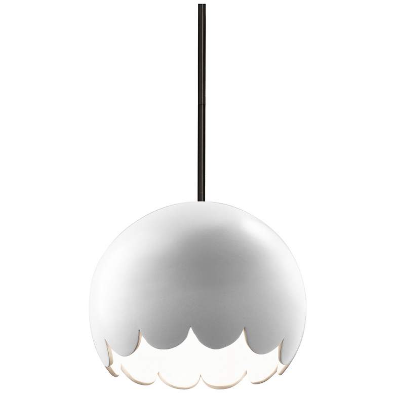 Image 1 Radiance 9 inch Wide Matte Black Gloss White Scallop Stemmed Pendant