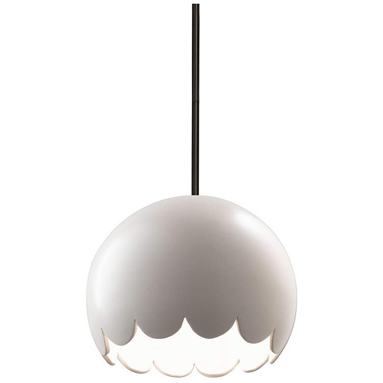 Image 1 Radiance 9" Wide Matte Black Matte White Scallop Stemmed Pendant