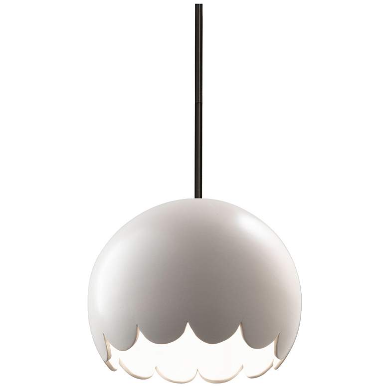 Image 1 Radiance 9 inch Wide Matte Black Matte White Scallop Stemmed Pendant