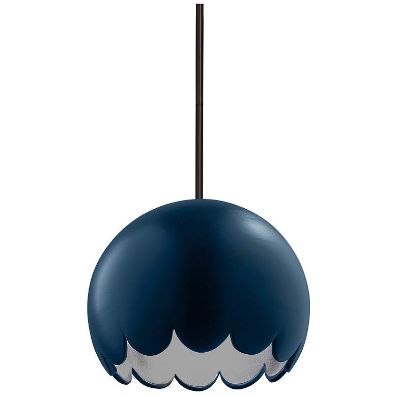 Image 1 Radiance 9 inch Wide Matte Black Midnight Sky Scallop Stemmed Pendant