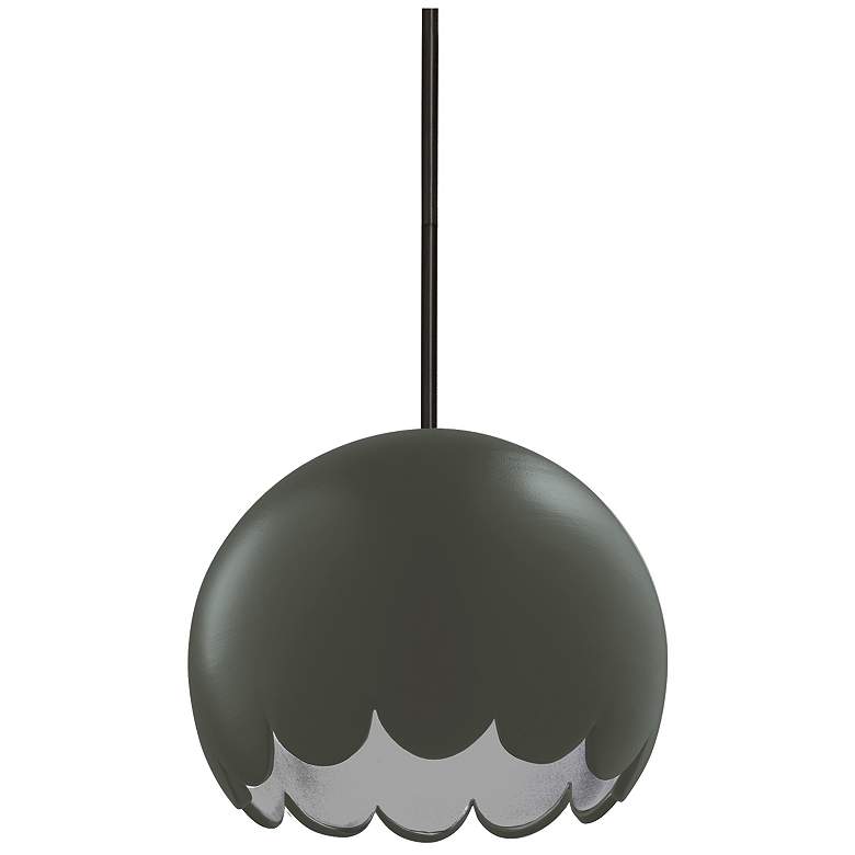 Image 1 Radiance 9" Wide Matte Black Pewter Green Scallop Stemmed LED Pendant