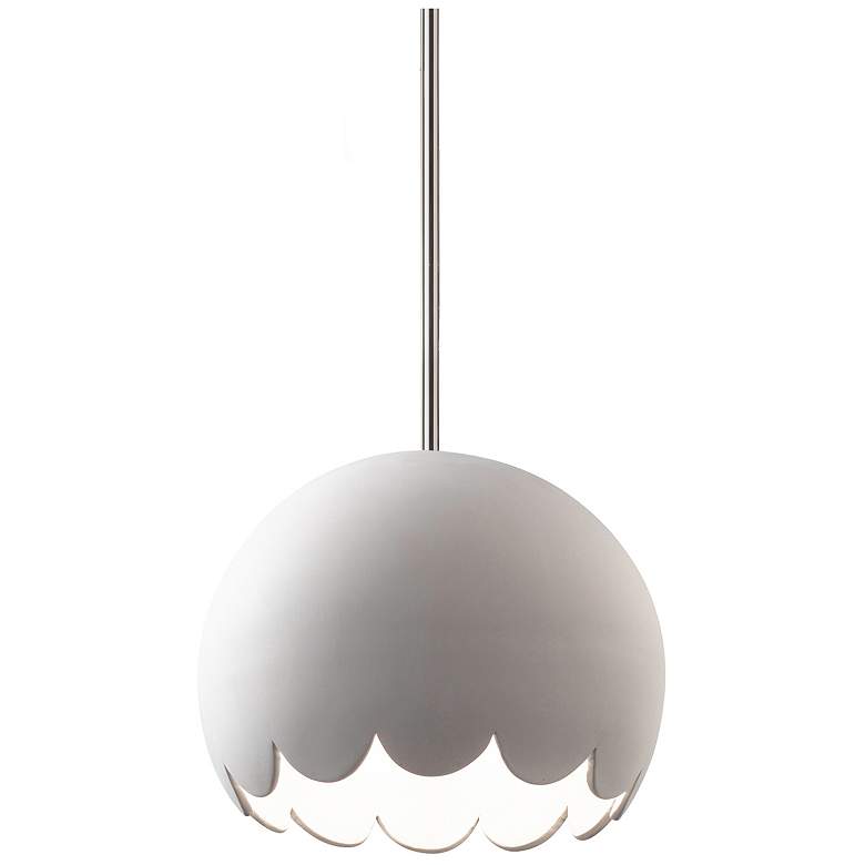 Image 1 Radiance 9" Wide Polished Chrome Bisque Scallop Stemmed Pendant