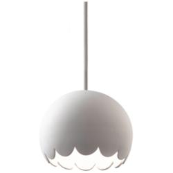 Radiance 9&quot; Wide Polished Chrome Bisque Scallop Stemmed Pendant