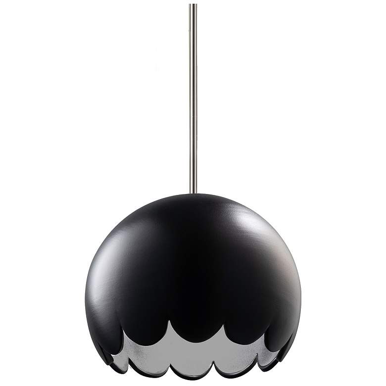 Image 1 Radiance 9" Wide Polished Chrome Carbon Matte Black Scallop Stemmed Pe