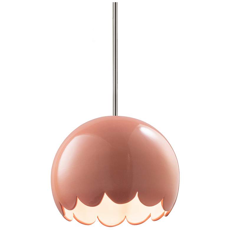 Image 1 Radiance 9" Wide Polished Chrome Gloss Blush Scallop Stemmed Pendant