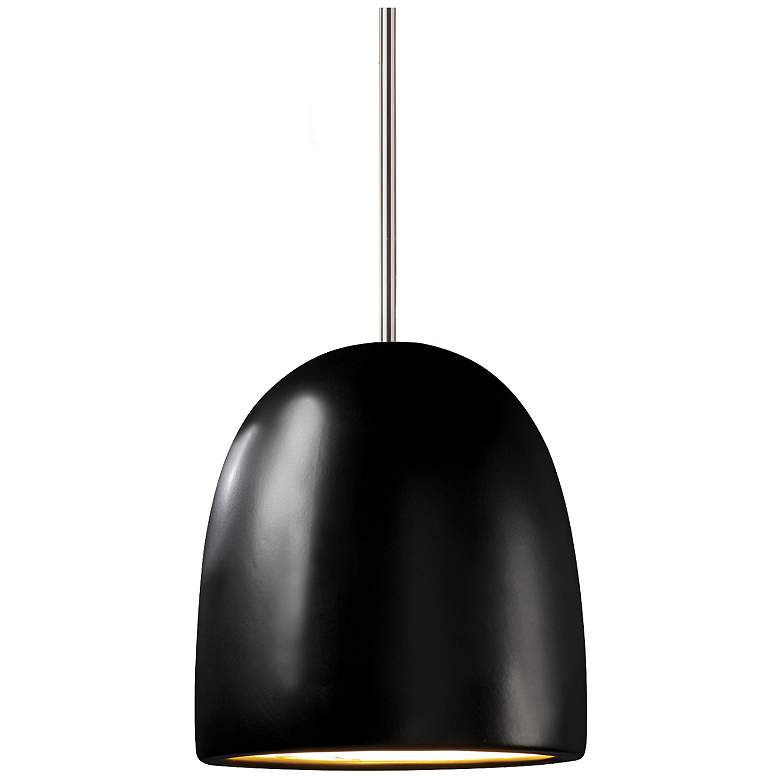 Image 1 Radiance 9" Wide Polished Chrome Matte Black Bell Stemmed LED Pendant