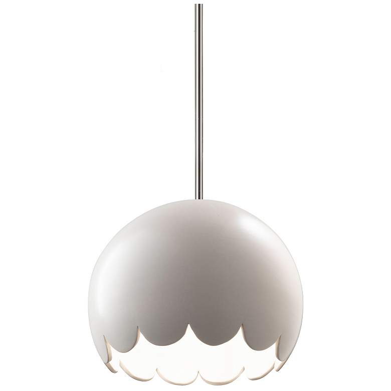 Image 1 Radiance 9 inch Wide Polished Chrome Matte White Scallop Stemmed Pendant