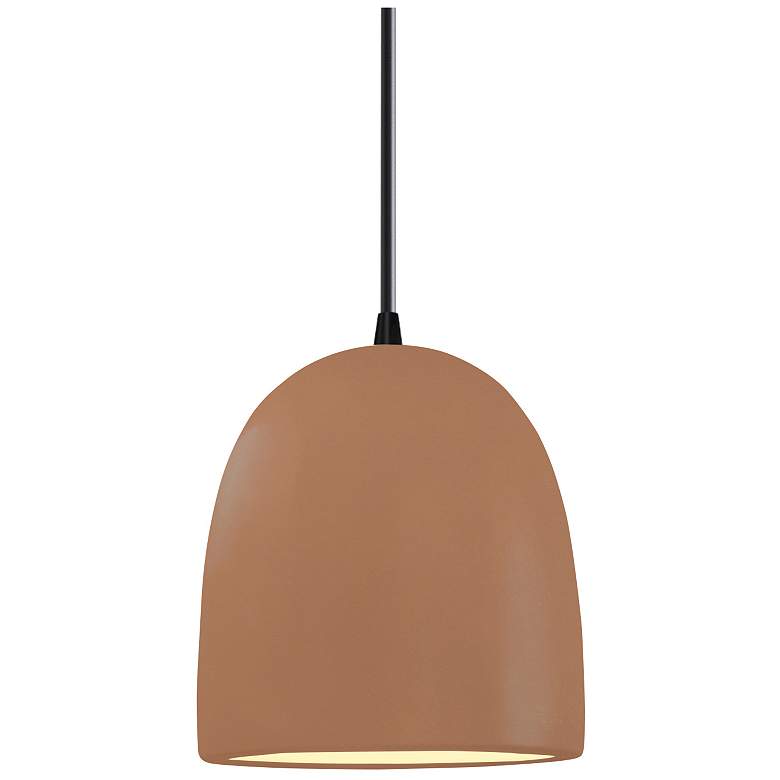Image 1 Radiance 9"W Adobe And Matte Black Cord Bell Pendant