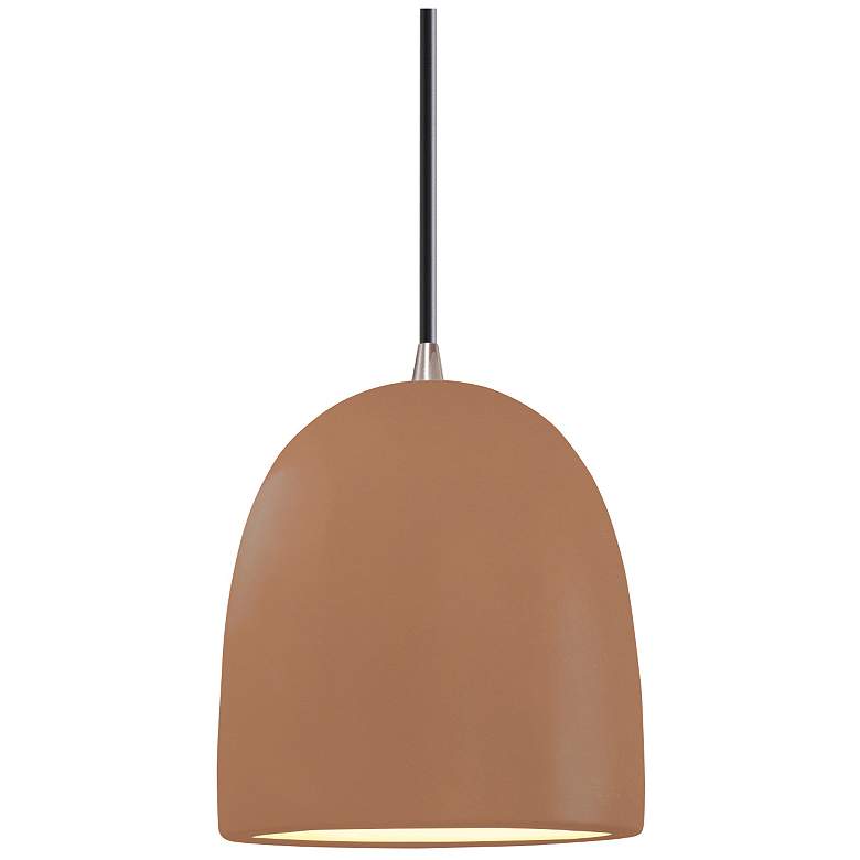 Image 1 Radiance 9"W Adobe And Nickel Black Cord Bell Pendant