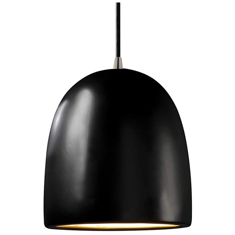 Image 1 Radiance 9"W Matte Black And Nickel Black Cord Bell Pendant