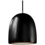 1_Radiance 9"W Matte Black And Nickel Black Cord Bell Pendant