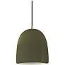 1_Radiance 9"W Matte Green And Brushed Nickel Black Cord Bell Pendant