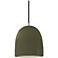 Radiance 9"W Matte Green And Brushed Nickel Black Cord Bell Pendant