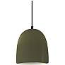 1_Radiance 9"W Matte Green And Matte Black Black Cord Bell Pendant