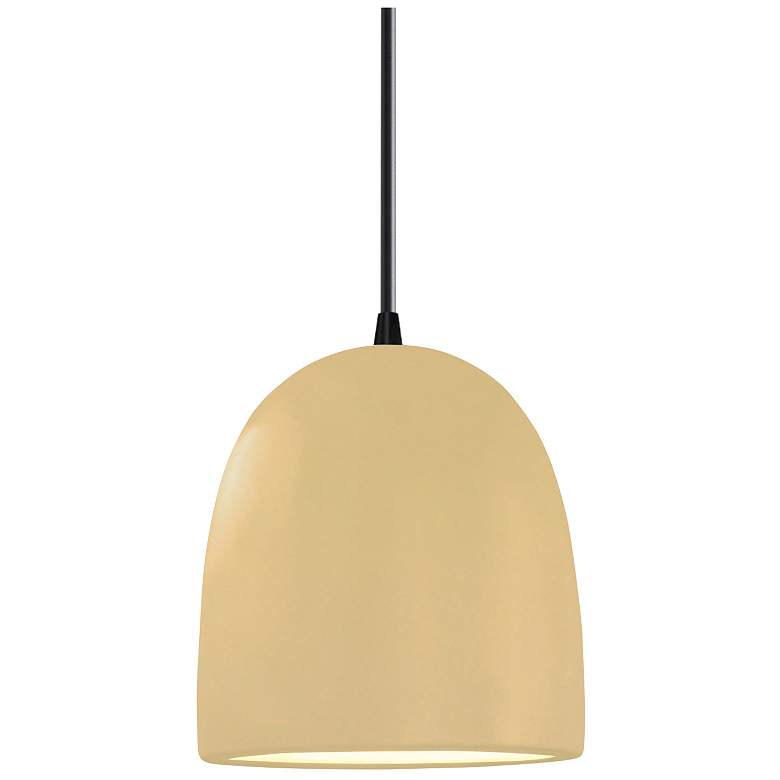 Image 1 Radiance 9"W Muted Yellow And Matte Black Black Cord Bell Pendant