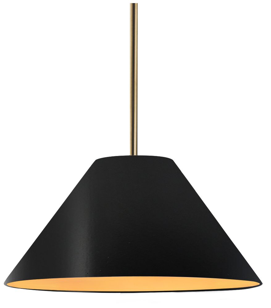 Radiance Avola 11"W Black/Gold, Antique Brass Pendant - White Cord