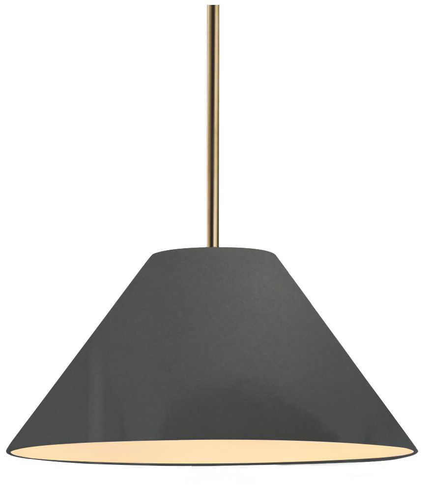 Radiance Avola 11"W Gloss Grey, Antique Brass LED Pendant - White Cord