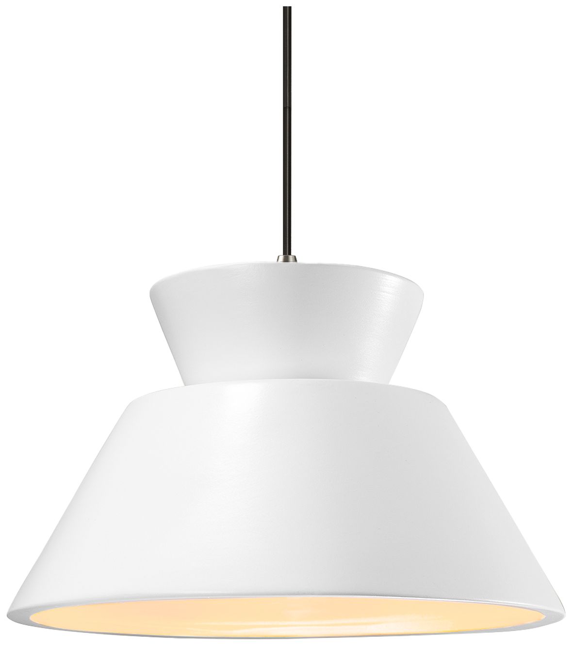 Radiance Avola 11"W Glossy White, Matte Black Pendant - White Cord