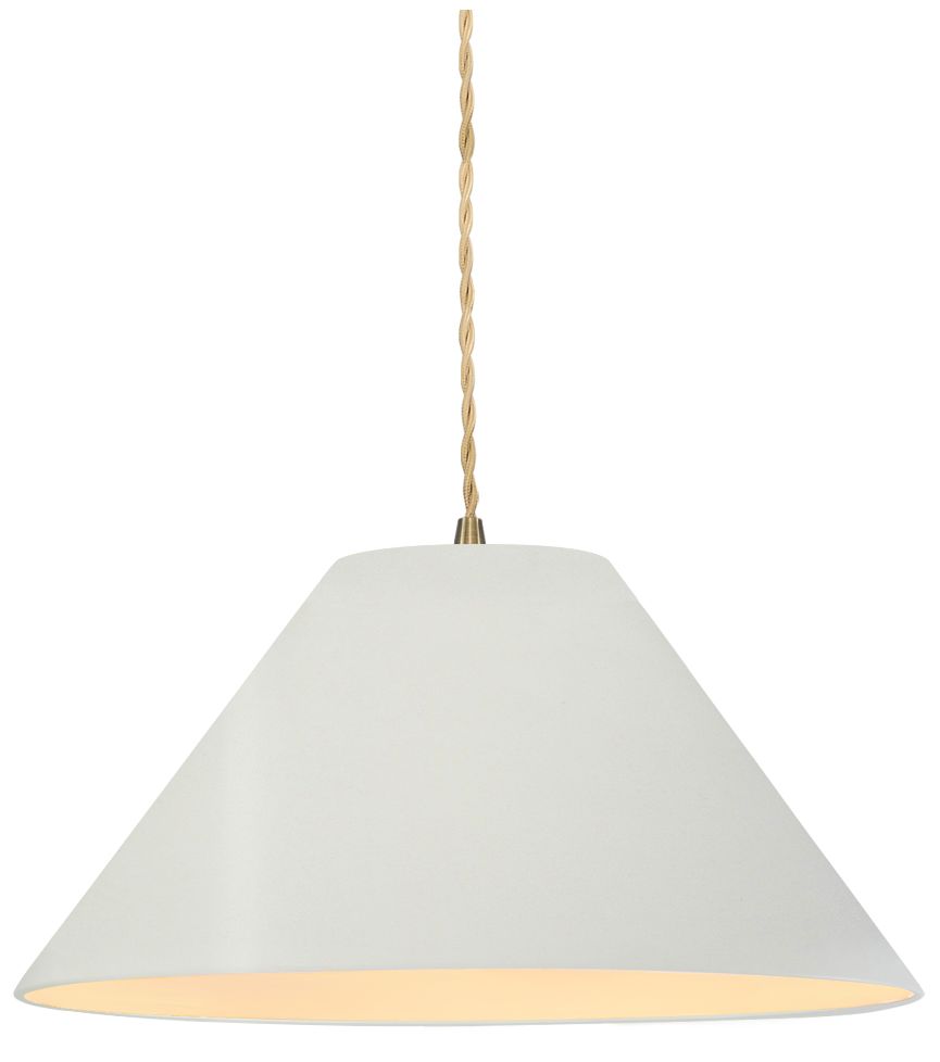 Radiance Avola 11" Wide Matte White Pendant With Brass Beige Twist Cord