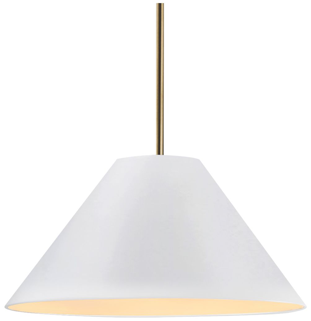 Radiance Avola 15"W Bisque, Antique Brass LED Pendant - White Cord