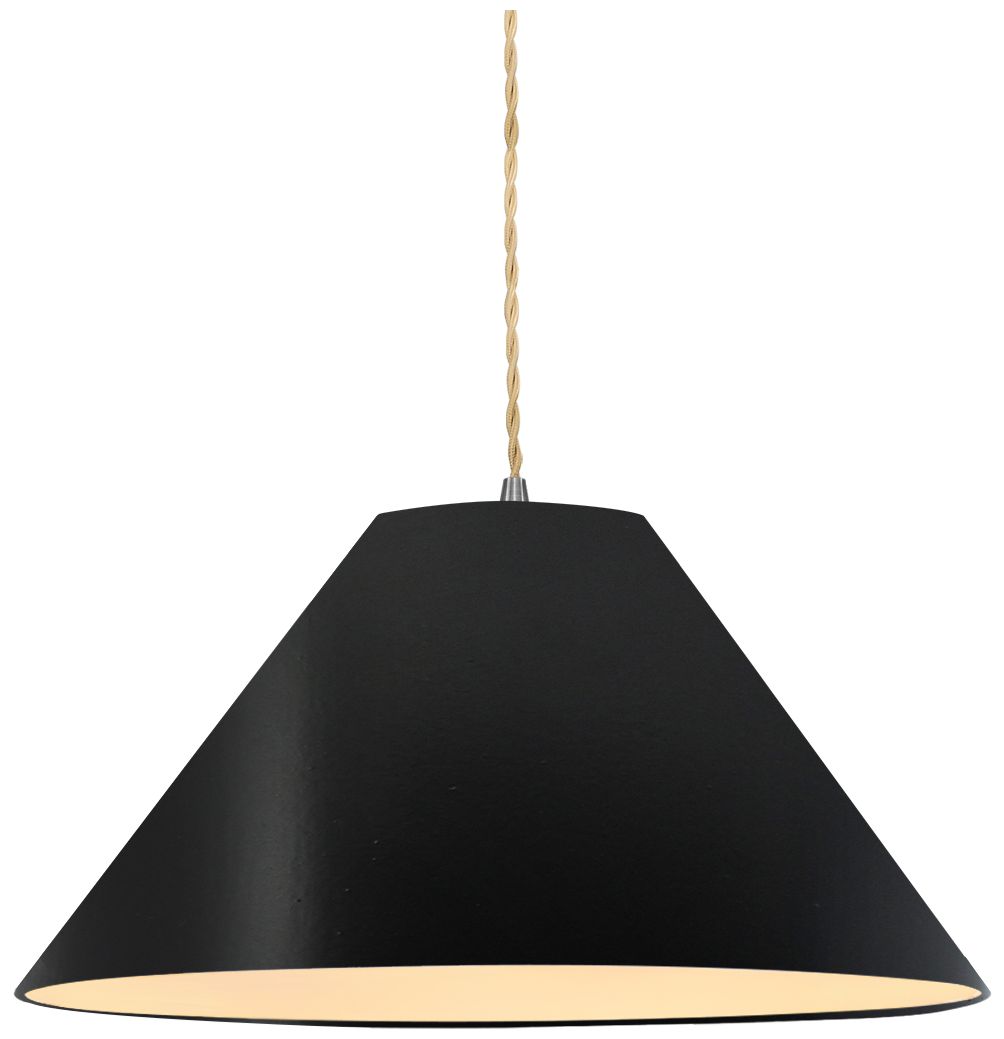 Radiance Avola 15"W Carbon Matte Black Pendant w/ Nickel Beige Twist Cord
