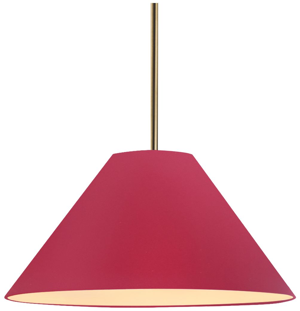 Radiance Avola 15"W Cerise, Antique Brass Pendant - White Cord